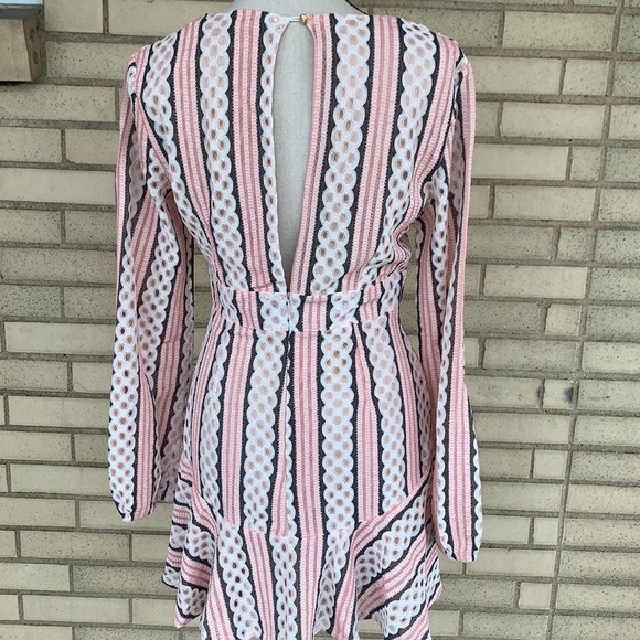 ❌DONATED❌Blush Pink Crochet Eyelets Striped Deep V Lined Dress - Picture 7 of 17